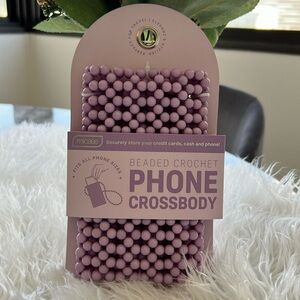 MICASE beaded crochet Phone Crossbody lavender/purple